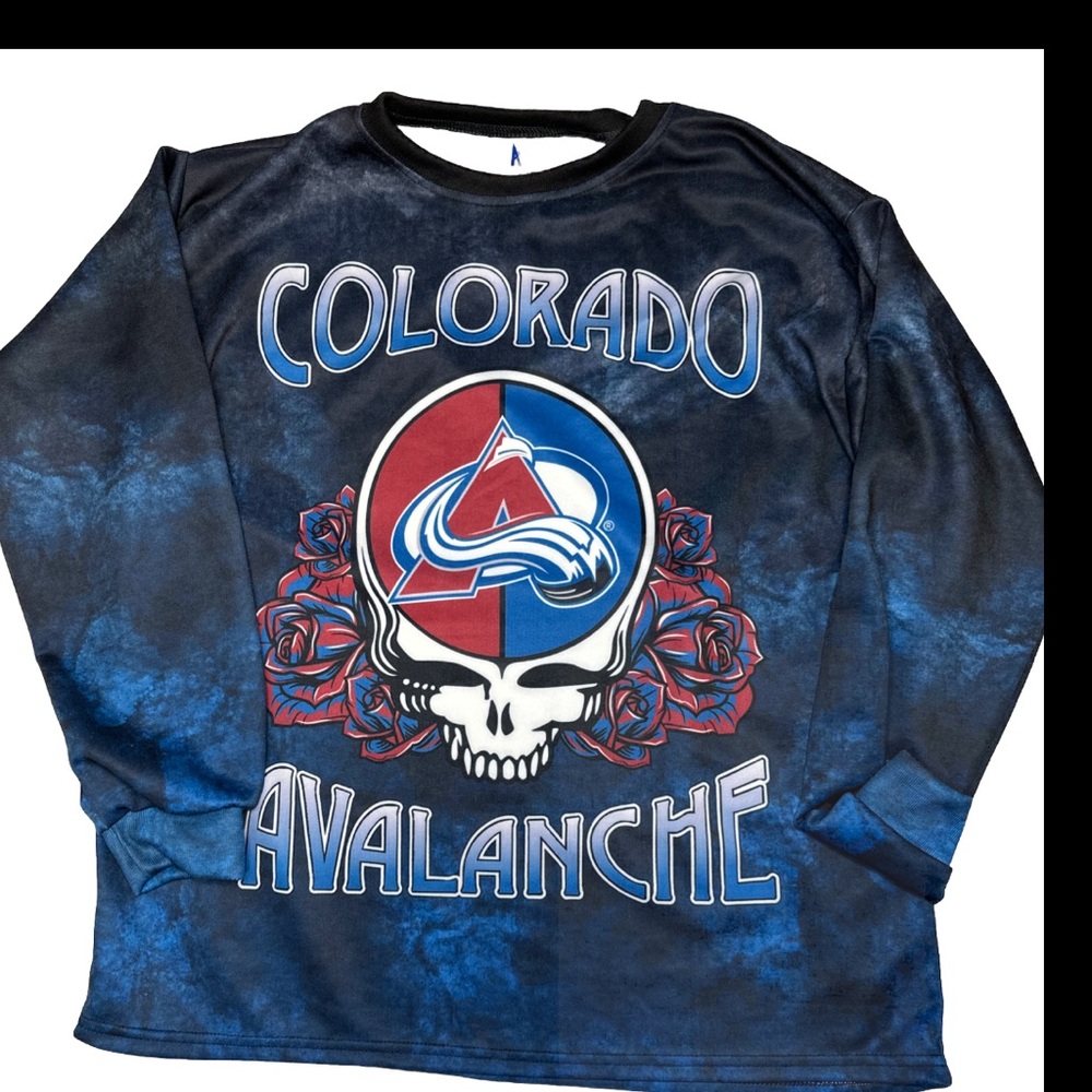 Colorado Avalanche NHL Hockey Grateful Dead  Sweatshirt Mens M Fits Like Lrg NEW